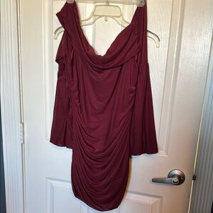 Elegant Burgundy Off-Shoulder Dress